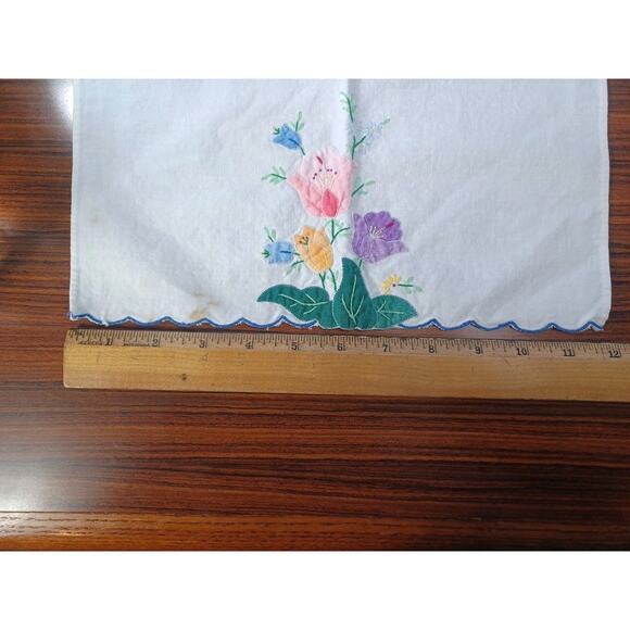 Handmade couch sofa back cover Cloth Flowers Floral Napkins Vintage Lot Of 4 - Picture 9 of 11